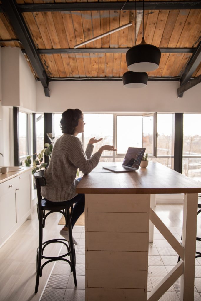 Woman Working from Kitchen